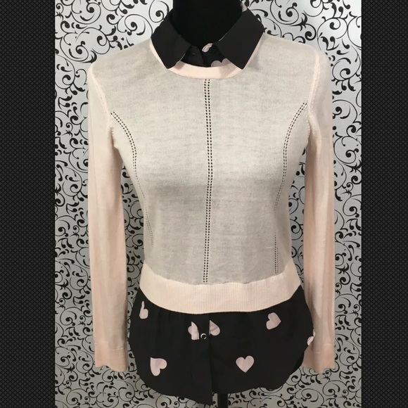 Maison Jules Sweaters - Maison Jules Pink layered look heart sweater